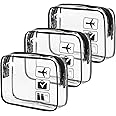 MODENGKONGJIAN TSA Approved Toiletry Bag, 3 Pcs Clear Toiletries Bags Quart Size Travel Makeup Cosmetic Bag for Women Men, Carry on Airport Airline Compliant Bag (Black)