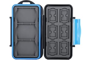 ‎FLASHWOIFE Flashwoife, 3 x CF + 6 x SDHC + 12 x Micro SD Karten Holder, Aufbewahrung SD Flash Card Case, Speicherkarten Etui Schutzbox, Hülle, spritzwasserfest, schwarz - blau