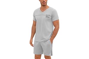 Marvmys Ensembles de Pyjama Homme Court Coton Été Col en V Vetements Nuit Manche Courtes Short S-3XL