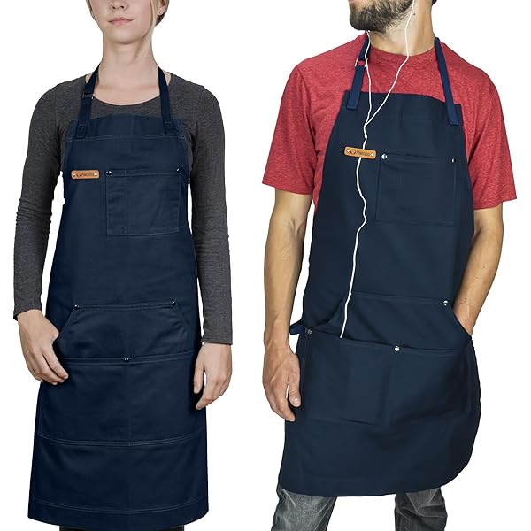 Grembiule Da Cucina Regolabile QEEROYO - 2 Pezzi, Impermeabile, Con Tasche, Per Uomo E Donna - Foto 9