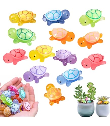 20 Mini Tortues En Résine – 5 Couleurs – Phosphorescentes – Décoration Maison, Jardin, Pots De Succulentes – Set De 20