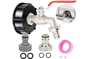 HUFHNWSO IBC Bouchon Cuve 1000L S60X6 IBC Raccord Robinet avec S60X6 raccord de tuyau 1/2"Adaptateur de tuyau d'arrosage pour réservoirs d'eau de pluie