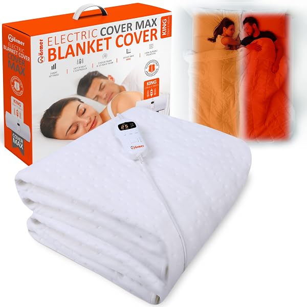 Zanussi Electric Blanket, Heated King Fitted Underblanket, 9 Heat Settings,  Low Energy u0026 Energy Efficient, Machine Washable, Overheat Protection, 150 x  200 cm, 60W, White ZEKB7003, 2 Year Guarantee : Amazon.co.uk: Home u0026 Kitchen