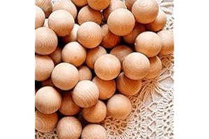 HERZONE Lot de 20 mm Boules en bois de hêtre 50 pièces Perles en bois sans trou Perles pour le bricolage et la peinture (2,0 cm - 50 pièces)