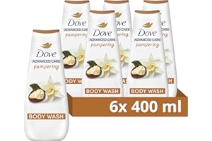 Dove Advanced Care Pampering Shea Butter & Vanilla Scent Body Wash Shower Gel for instantly lotion-soft skin 400 ml, Pack of 6