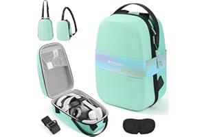 FOREGOER Twarda walizka transportowa kompatybilna z Meta Quest 3S/Quest 3/Oculus Quest 2, ZIELONY, L/For 3rd Head Strap, Moda