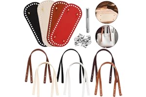 SLVOAUJTK 65 Pièces PU Anse pour Sac à Main 12 Anse de Sac avec Rivets 4 Couleurs Fond de Sac à Crocheter Set de Fond de Sac à Poignée Remplacement Sacs à Dos Sacs de Plage Sacs à Bandoulière Portefeuilles