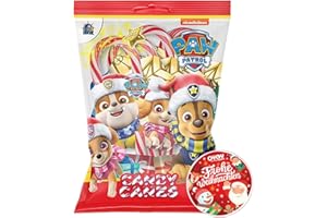 ‎OYOY 1 x 4 Paw Patrol Zuckerstangen mit Erdbeergeschmack I Candy Canes I Ideal für Geburtstage, Mottopartys, Nikolausstiefel, Adventskalender oder Geschenktüten I mit OYOY Sticker