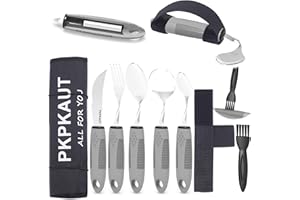 PKPKAUT Adaptacyjne przybory dla starszych pacjentów z chorobą Parkinsona, obciążone przybory do drżenia rąk, sztućce do jedzenia z chorobą Parkinsona dla osób niepełnosprawnych, obciążone sztućce do