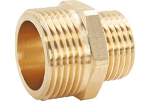 SOMATHERM FOR YOU, Mamelon laiton brut réduit double mâle 12/17-15/21, raccord durable pour eau chaude/froide, installation facile, compatible avec tous raccords filetés