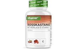 VIT4EVER Extracto de castaño de indias - 240 cápsulas - Alta dosis con 1330 mg de extracto por dosis diaria - Castaño de indias con hojas de vid y acerola vitamina C - Sin aditivos indeseables, vegano