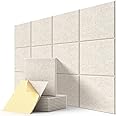 Sound Proofing Panels, Kuchoow Acoustic Panels Self-Adhesive, 12 Pcs High Density Soundproofing Panels for Ceiling/Door/Wall Decoration and Acoustic Treatment (12" X 12" X 0.4") Beige