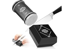 Ninipie Rolling Knife Sharpener Kit for Kitchen Knives, Professional Kitchen Knife Sharpener with Replaceable Diamond Knife Sharpening Stone Discs, Whetstone, Angle with 15° to 20° Type (Black)