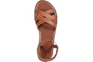 Yolimok Women's Sandals UK Slingback Flat Feet Leather Roman Sandals Women Casual Travel Breathable Flip Flop Womens Wide Fit Slippers Ladies Summer Beach Shoes for Indoor and Outdoor Size 3.5-7.5