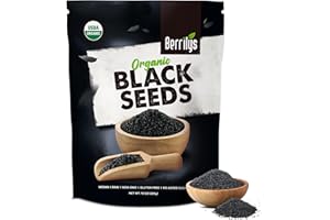 Berrilys Organic Black Cumin Seeds, 284g – Nigella Sativa (Kalonji), Non-GMO, Vegan, Gluten Free Black Seeds for Health Benefits, Culinary Use, Digestion, Flavoring & Aromatic Spice