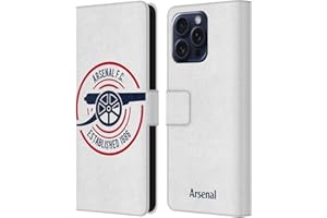 Head Case Designs Officially Licensed Arsenal FC 1886 Crest and Gunners Logo Leather Book Wallet Case Cover Compatible With Apple iPhone 16 Pro Max