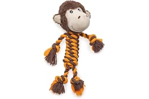 PETLINUS Jouet pour Chien avec Corde et Son – Peluche pour Chien résistante – Jouet interactif pour Chiots et Chiens Adultes – Accessoires pour Chiens – Jouet Peluche pour Mordre et Jouer (Singe)