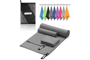 GZXYA Mikrofaser Handtuch 3er-Set (180 x 60 cm großes Badetuch + 2 Stück 80x40 cm kleines Towels), Schnelltrocknendes Microfaser Handtücher für Fitness Handtuch Sport (Dark Grey 180 * 60+80 * 40 * 2)