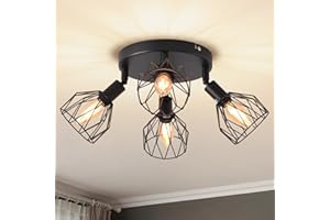 ANWIO Faretti da Soffitto Regolabili Base Rotonda,Plafoniera con 4 Lampadine LED Attacco E14,Lampada da Soffitto,Applique Parete per Vetrina,Cucina,Camera da Letto,Soggiorno,Lampadine Escluse EUC-EA