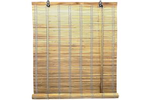 Virsus 1 Tapparella a rullo Avvolgibile 6201, Tenda da sole in bamboo naturale colore Legno chiaro, arrotolamento carrucola per porte finestre Interni ed Esterni Varie Dimensioni (120x250 cm)