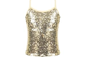 CHICTRY Glitterskjorta flicka paljetter daglig skjorta barn ärmlös dans topp rund hals Shimmer Top Hip Hop Jazz Street Dance