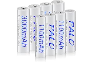 Mspalocell Akumulator AA 3000 mAh i akumulator Ni-MH AAA 1100 mAh 1, 2 V do baterii słonecznych, 8 sztuk z pojemnikiem na kurz, dużej pojemności 1300+ cykli AAA Akumulator