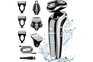 Anluomania 4 in 1 Elektrorasierer, Rasierer Herren Elektrisch,Trimmer Bartschneider Wiederaufladbar Nass- und Trockenrasierer mit LED Anzeige Reiseschloss Haarschneider Nasenhaarschneider