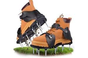 Inoamity Scarpe Arieggiatore per Prato - Sandali Chiodati Resistente per Arieggiatura di Erba e Terreno, Design Regolabile con Ganci e Cinghie, per Giardino/Cortile/Terrazza, Uomo/Donna