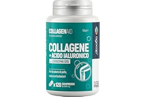 Collagene e Acido Ialuronico. Collagene idrolizzato, 120 compresse arricchite con Coenzima Q10. Collagene integratore, 1000mg con acido ialuronico compresse per pelle, ossa e Articolazioni, Agocap