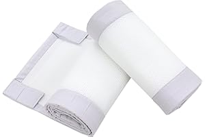 TupTam Gitterstäbe Schutz Netz Babybett Nestchen 3D Mesh 2 Pack, Farbe: Weiß/Grau, Größe: ca. 128 x 30 cm (für Babybett 140x70)