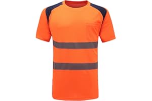 AYKRM t Shirt Tecnica da Lavoro Alta visibilità Giallo Arancione Fluo (Arancione, 3XL)