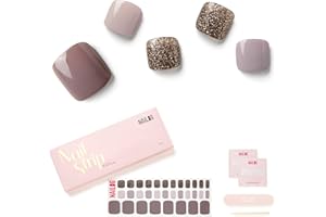 NAILOG Strisce di Gel Semi Polimerizzato, Strisce di Smalto per le Dta dei Piedi con Finitura gel Lucida,32 pezzi Impacco per Unghie a Lunga Durata, Last Night