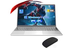 FIRMAST Ordinateur Portable 15,6 Pouces, 16 Go RAM 256 Go SSD, 1 TB Extensible, PC Portable Win 11 Pro, Celeron N4000, FHD IPS 1920 x 1080, 5G WiFi, Bluetooth 5.0, Mini HDMI, avec Souris sans Fil, Argenté