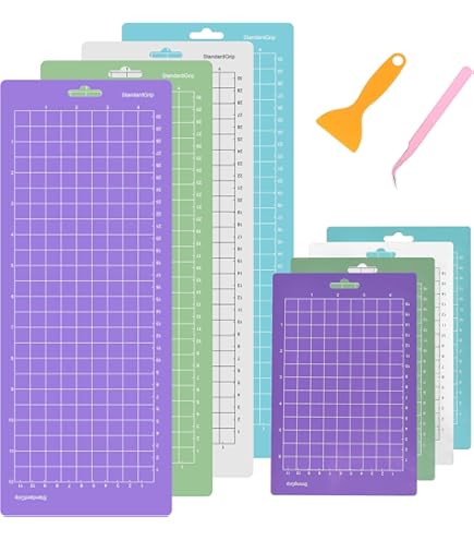 Accessori Cricut Joy GIUSOBG Accessori Variety Grip Tappetino Da Taglio Per Cricut Joy (4,5" X 12", 4,5" X 6,5", 6 Pezzi) Con Griglia Per Carte, Carta, Pellicola In Vinile Plotter Tagliente, Colla