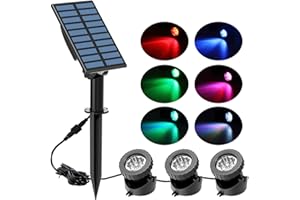 NATPOW Solar Pond Lights, Submersible Pond Light with 3 Lamps 18 LEDs Landscape Spotlight Underwater Lights IP68 Waterproof Amphibious Lighting Light for Garden,Outdoor(Long Press 3S to Turn on)