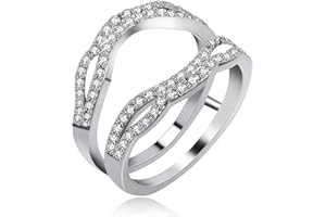 TOBESTU 925 Sterling Silver Anniversary Ring Enhancer for Women and Girls Wedding Engagement Enhancer Ring White Gold Plated Y481
