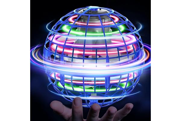 Boule Volante Lumineuse, Magique Balle Volante Flying Orbi Boomerang Ball Spinner, Ballon Volant Lumineux Drone Hoverball, Jouet Cadeau pour 6 7 8 9 10+ Garcon Fille Enfant Ado Intérieur Extérieur