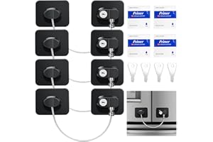 Delisouls Kühlschrank Schloss, 4 Stück Kühlschrankschloss Ohne Bohren mit Tasten, Kindersicherung für Fenster Kühlschrank Schrank Türen, Sicherheitsschloss Set für Kühlschrank, Tür Schränke, Fenster