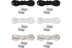 AUXSOUL 6 Paia Lacci Scarpe Elastici Senza Allacciatura Lacci Elastici Senza Nodo No Tie Lacci Delle Elastici Scarpe Adulti Lacci Elastici con Chiusura in Metallo 105CM