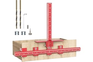 Roylvan Plantilla de Hardware para Gabinete, Guía de Taladro de Aleación de Aluminio Antioxidante Ligero Perforación Precisa Localizador de Punzón para Instalación Cajón Manija Tirador, Rojo