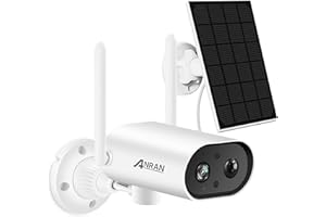 ANRAN 2K Solar Security Camera Outdoor, 180° Pan Rotation CCTV Wireless Battery Camera, PIR Motion Detection & Siren, WiFi Home Surveillance Camera with Night Vision, 2-Way Talk, IP65 Waterproof, S02