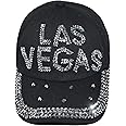 Popfizzy Womens Bling Cap, Bejeweled Rhinestone Baseball Cap, Distressed Denim Hat for Women, Bling Gifts for Women