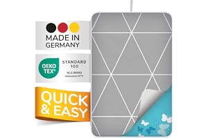 smart&gentle Supermjuk Strykduk – 100x65 cm Halkfri Värmetålig Strykmatta med Fuktskydd för Ångstrykjärn – Tillverkad i Tyskland