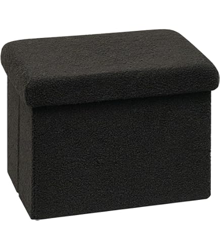 INTIRILIFE Opvouwbare bank 49x30x30cm in zwart fluweel - Zitkubus met opbergruimte en deksel met fluwelen hoes - Zitkubus voetensteun opvouwbare opbergkist krukje