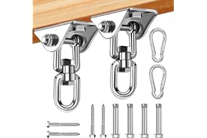 MUUKAIII Deckenhaken Schwerlast für Holzbalken 360° Dreh 2 Stück Schaukelhaken Edelstahl 450KG Kapazität Schwerlasthaken Decke Beton Deckenhalterung Deckenbefestigung für Hängesessel Boxsack Schaukel