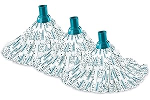 Leifheit Tête de rechange Classic Mop Viscose, Lot de 3, Tête de balai en viscose et polyester pour les taches tenaces sur carrelage, sols en pierre, tête de mop serpillère absorbante lavable à 60 °C