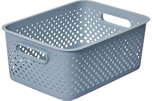 SmartStore Cesta de almacenamiento con asas en color azul, 11,4 L (36,5 x 27 x 15 cm) | Contenedor de almacenamiento de plástico reciclado | Caja de almacenamiento Essence L se adapta a papel A4
