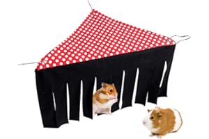 Xinstroe Corner Fleece Forest Hideout for Guinea Pigs, Ferrets, Chinchillas, Hedgehogs, Dwarf Rabbits and Other Small Pets(Red)