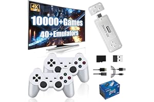KINMRIS Y6 Retro Gaming Console Game Stick 4k with Built-in 10000+ Retro Games 40+ Emulators, 2 x 2.4G Wireless Controllers, Portable Plug & Play Video Games for Best Gift (128G)