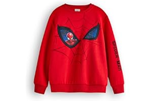 Marvel Spiderman Boys Sweatshirt | Kids Superhero Graphic Crewneck Jumper in Red | Spider-Man Web & Eyes Sweater Film Movie Apparel | Comic Book Character Art Merchandise Gift